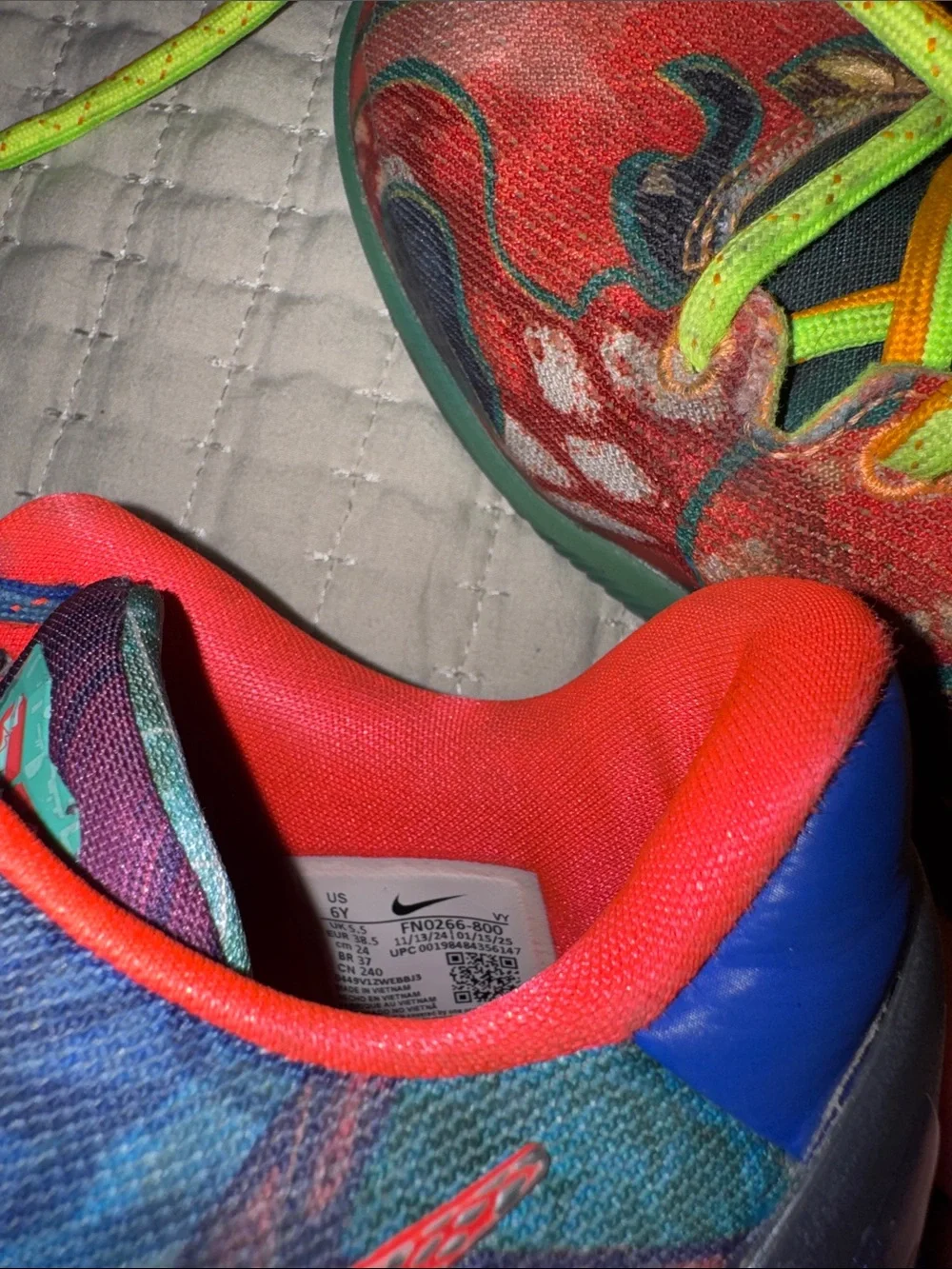 Nike Kids Multicolor Athletic Sneakers with Neon Pink and Yellow Swooshes